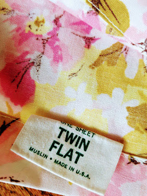 Thumbnail: Springmaid Pink Floral Twin Vintage Flat Sheet Cotton Blend
