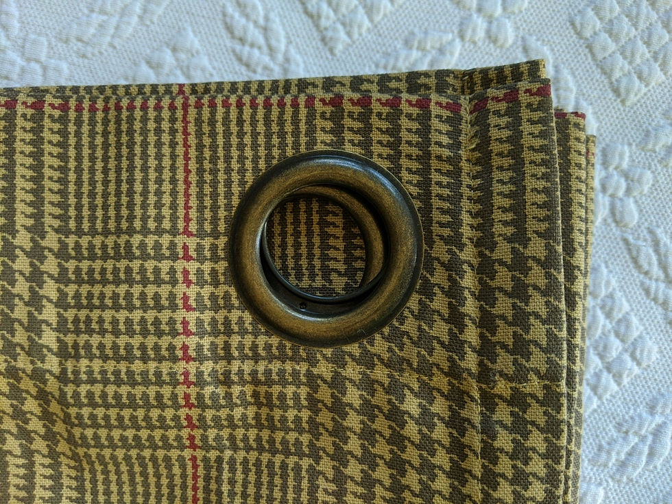 Thumbnail: Waverly Grantham Chestnut Plaid Houndstooth Grommet Window Curtain Panel P