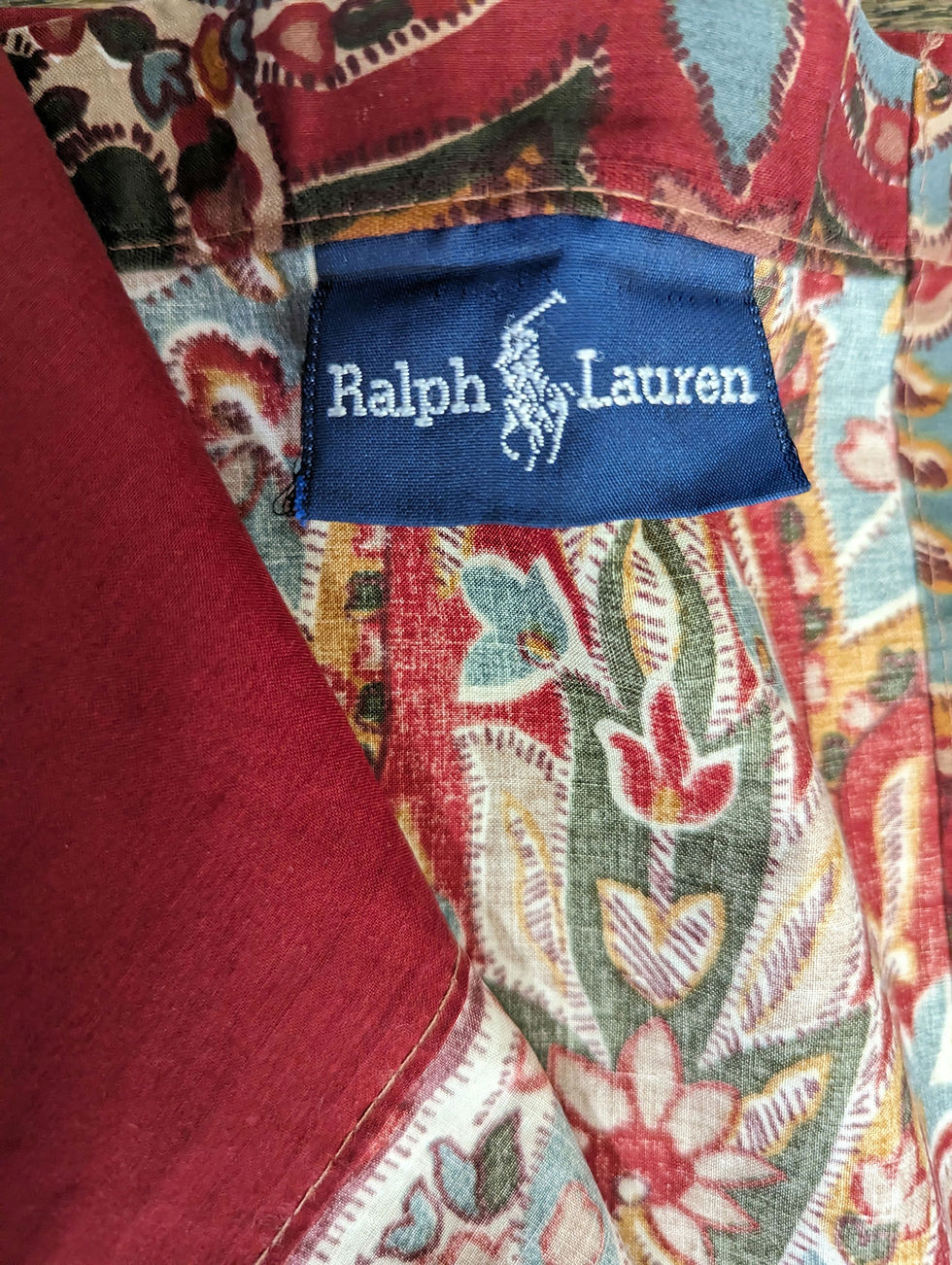 Thumbnail: Ralph Lauren Serengetti Twin Flat Sheet LIke New Red Teal Brown