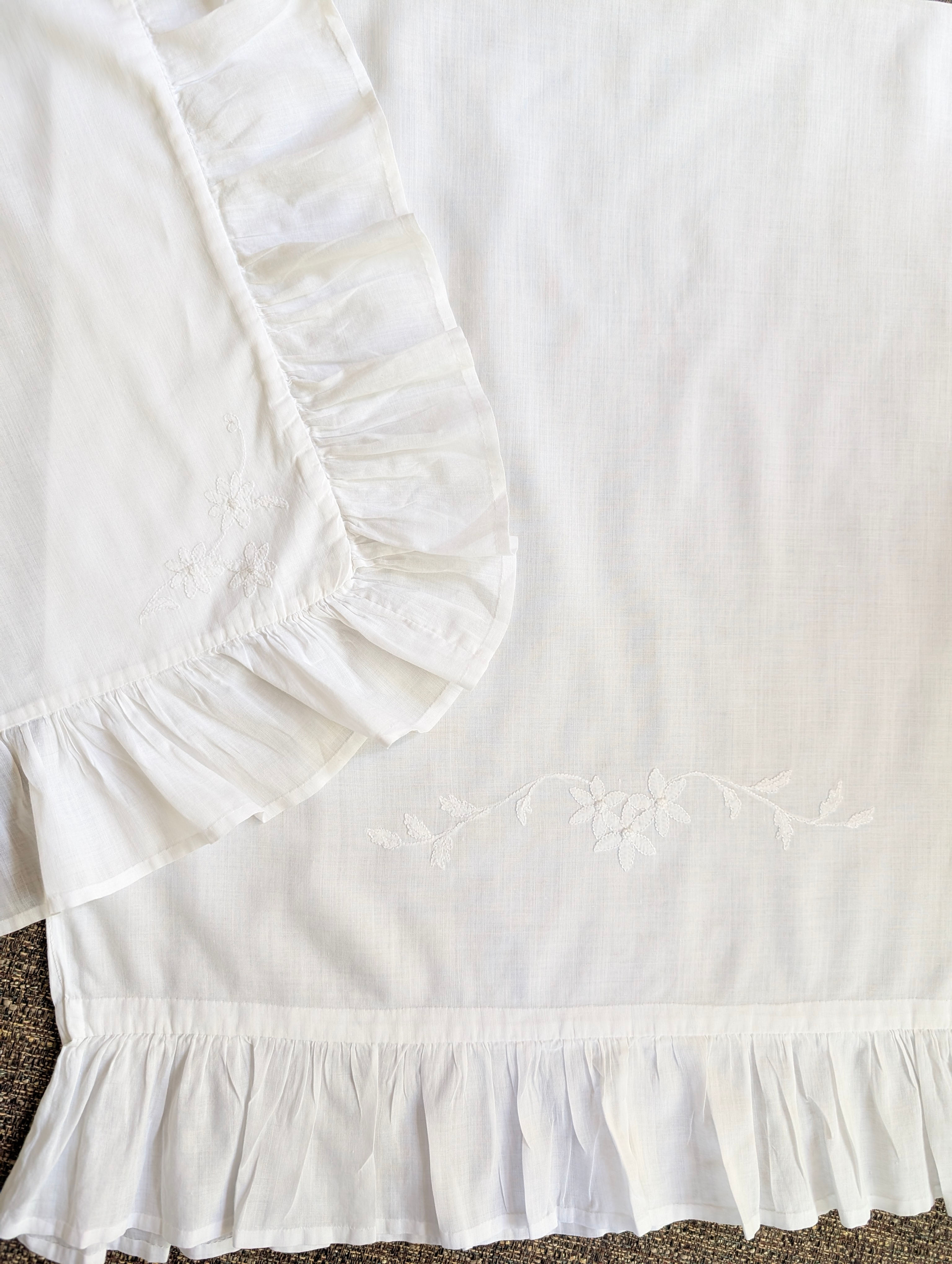 Sweet Batiste Antique Pillow Cover Pair White Embroidery