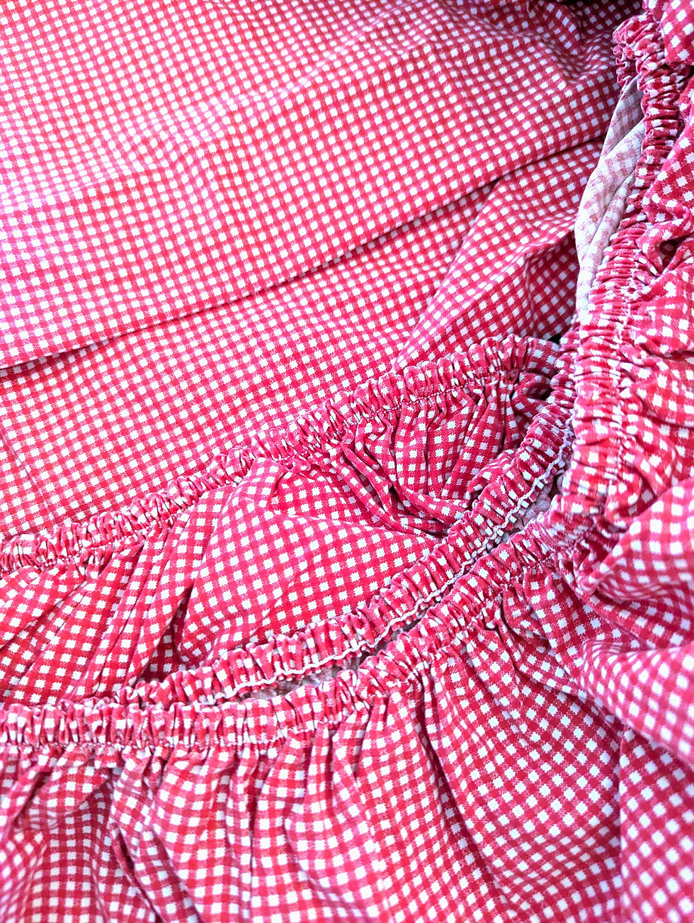 Thumbnail: Ralph Lauren Red Printed Gingham Print Full Flat Fitted Sheet