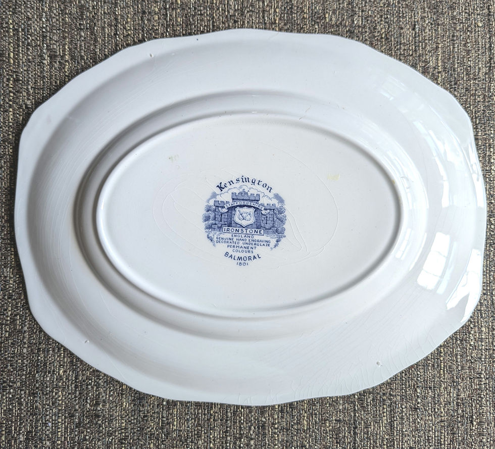 Thumbnail: Kensington Balmoral Staffordshire 1801 12in Oval Serving Platter Blue Floral