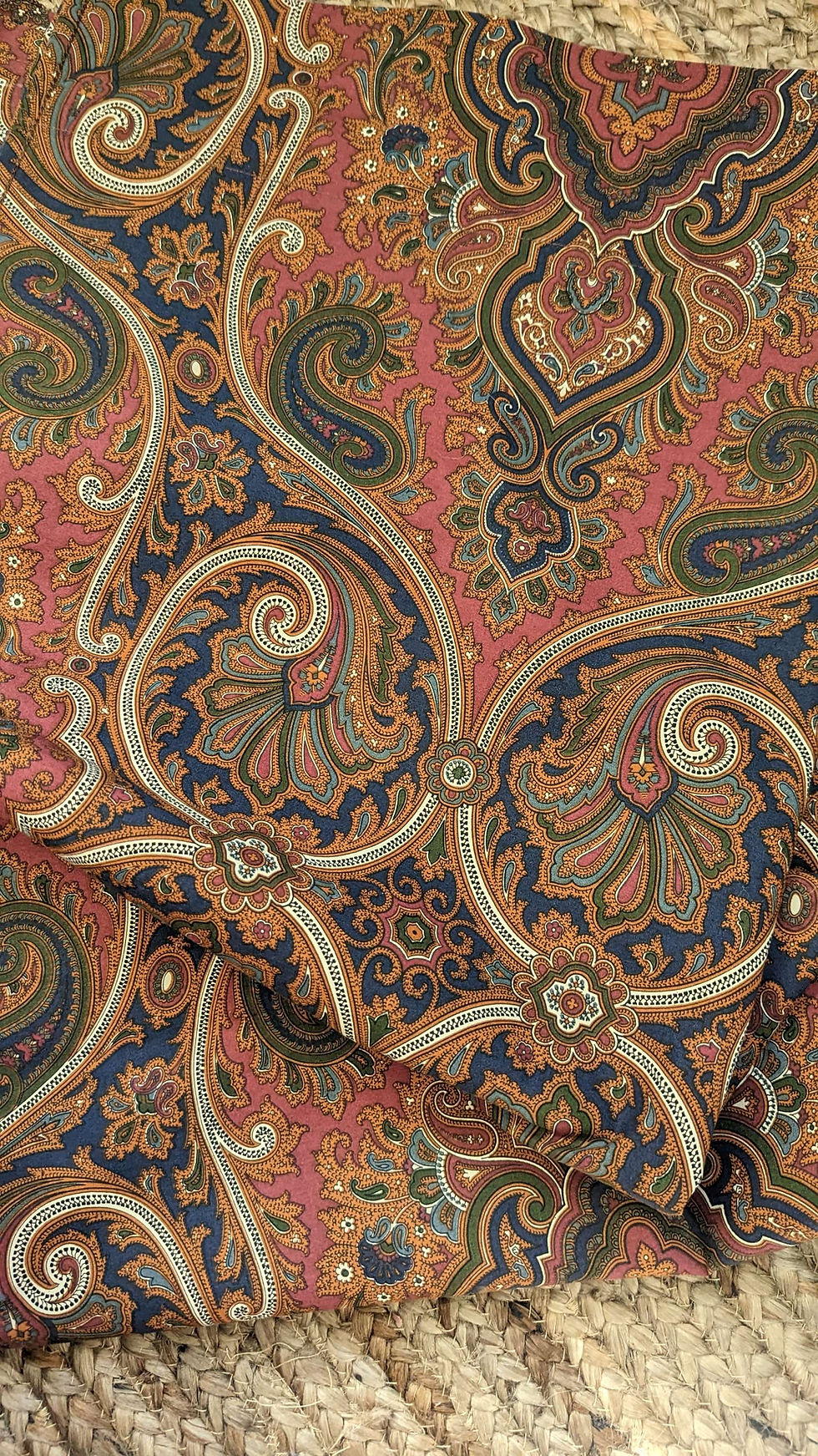 Thumbnail: Ralph Lauren Parker Paisley Twin Flat Sheet Rust Navy