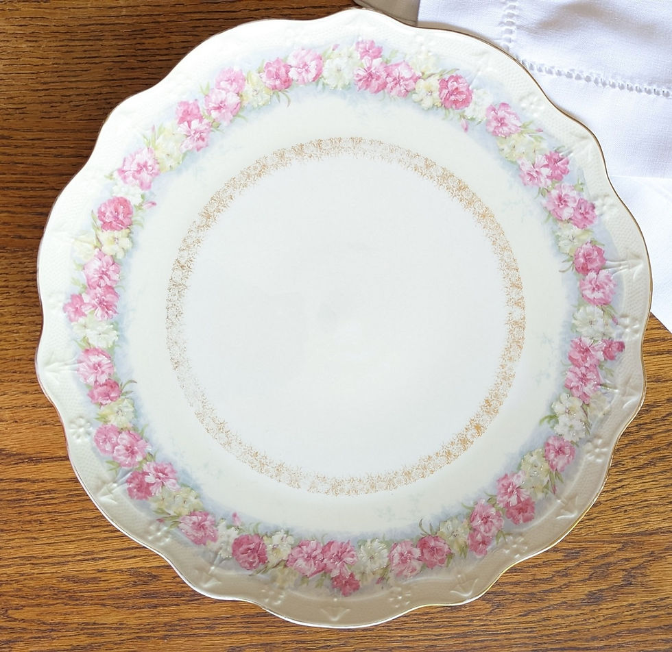 Antique J. P. L. Limoges Round Platter Plate 13in Hand Painted Gold Rim