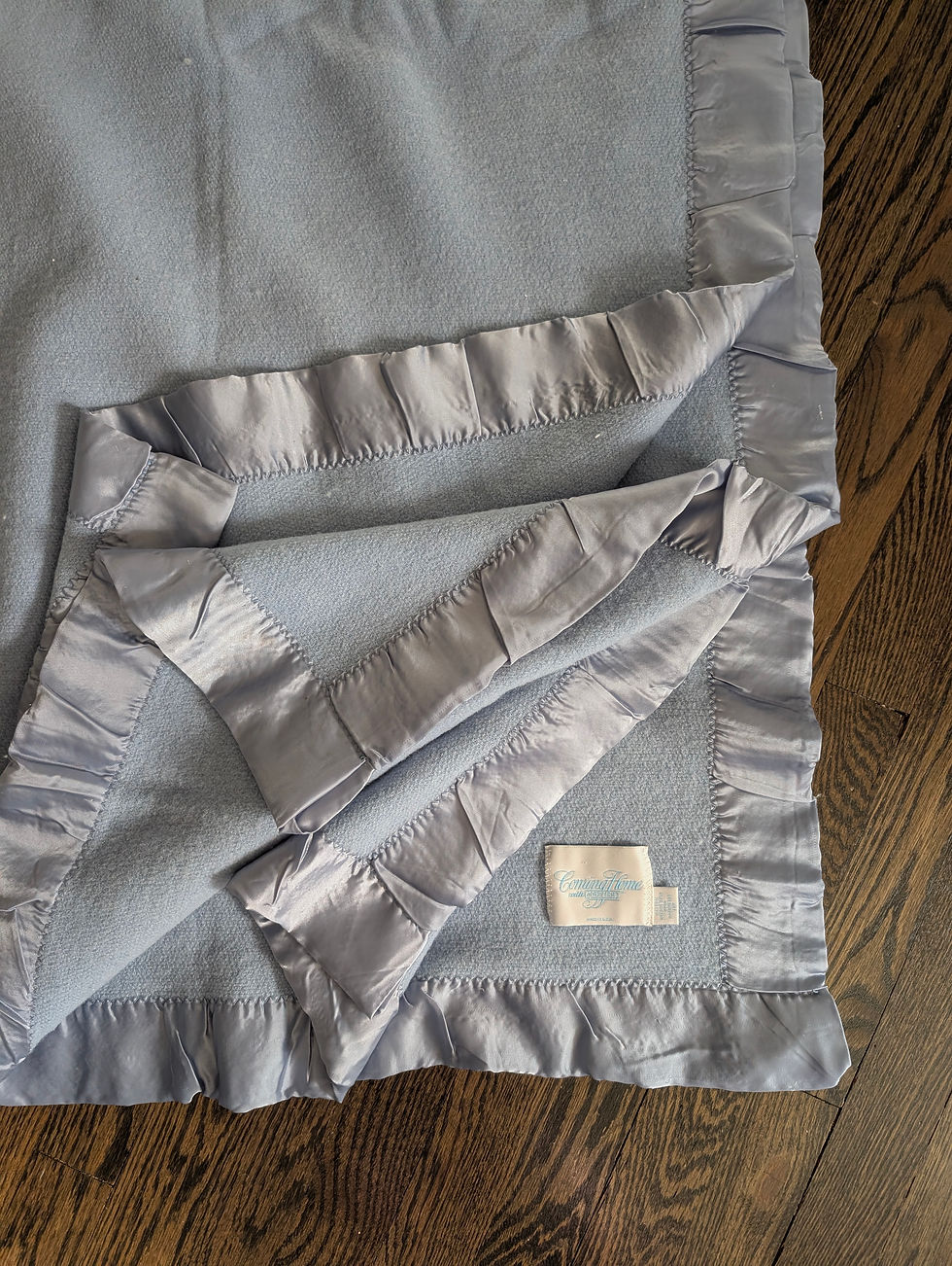 Coming Home Blanket Stone Blue Twin Satin Trim Merino