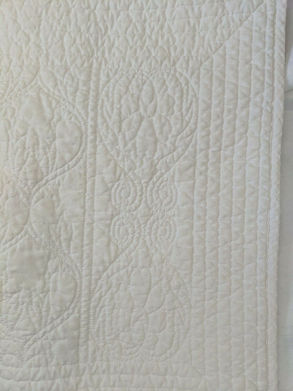 Thumbnail: Pottery Barn Quilted Pillow Sham Standard Floral Linen Cotton Cream