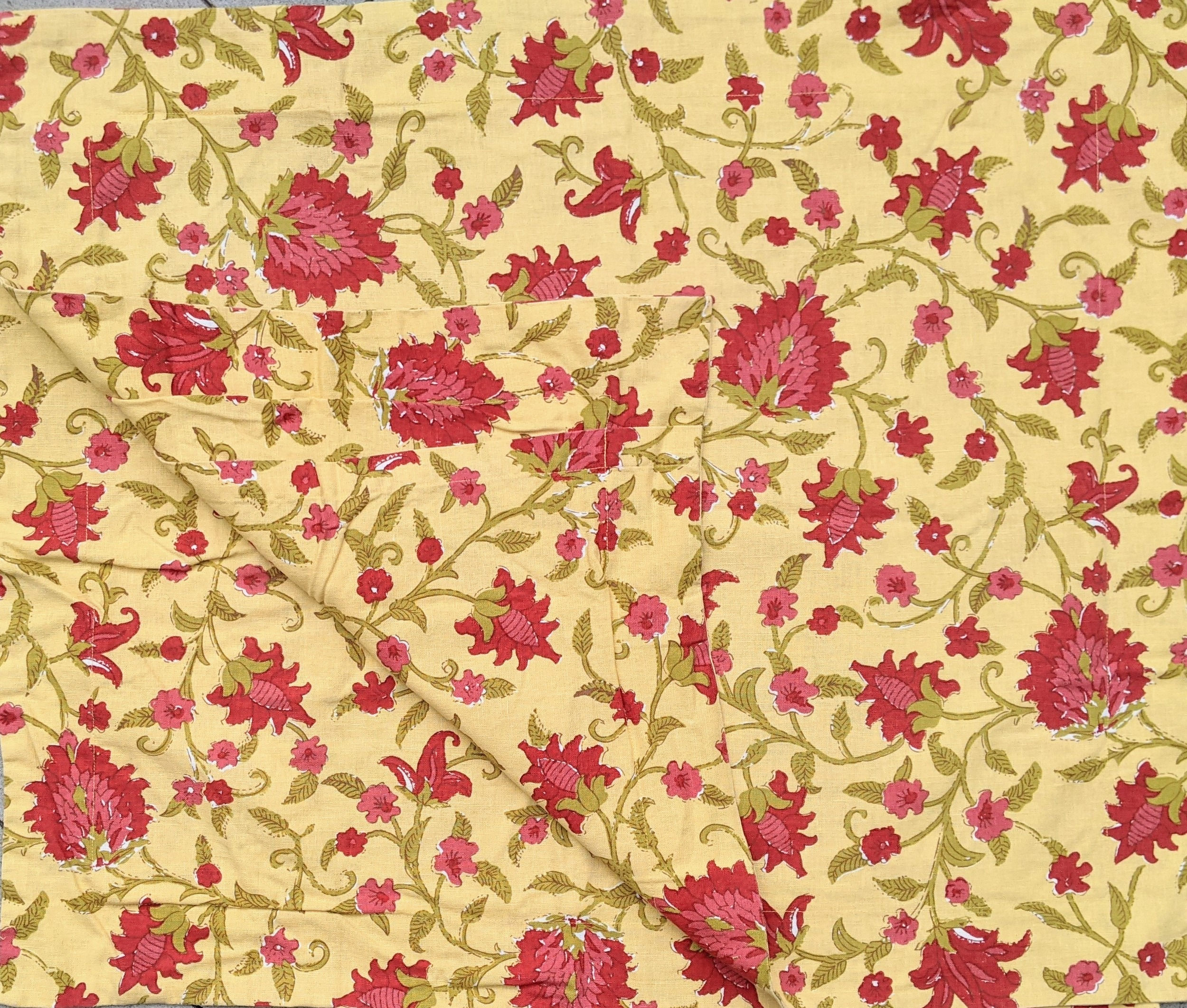 Pottery Barn Standard Pillow Sham Pair Yellow Red Floral Linen Blend