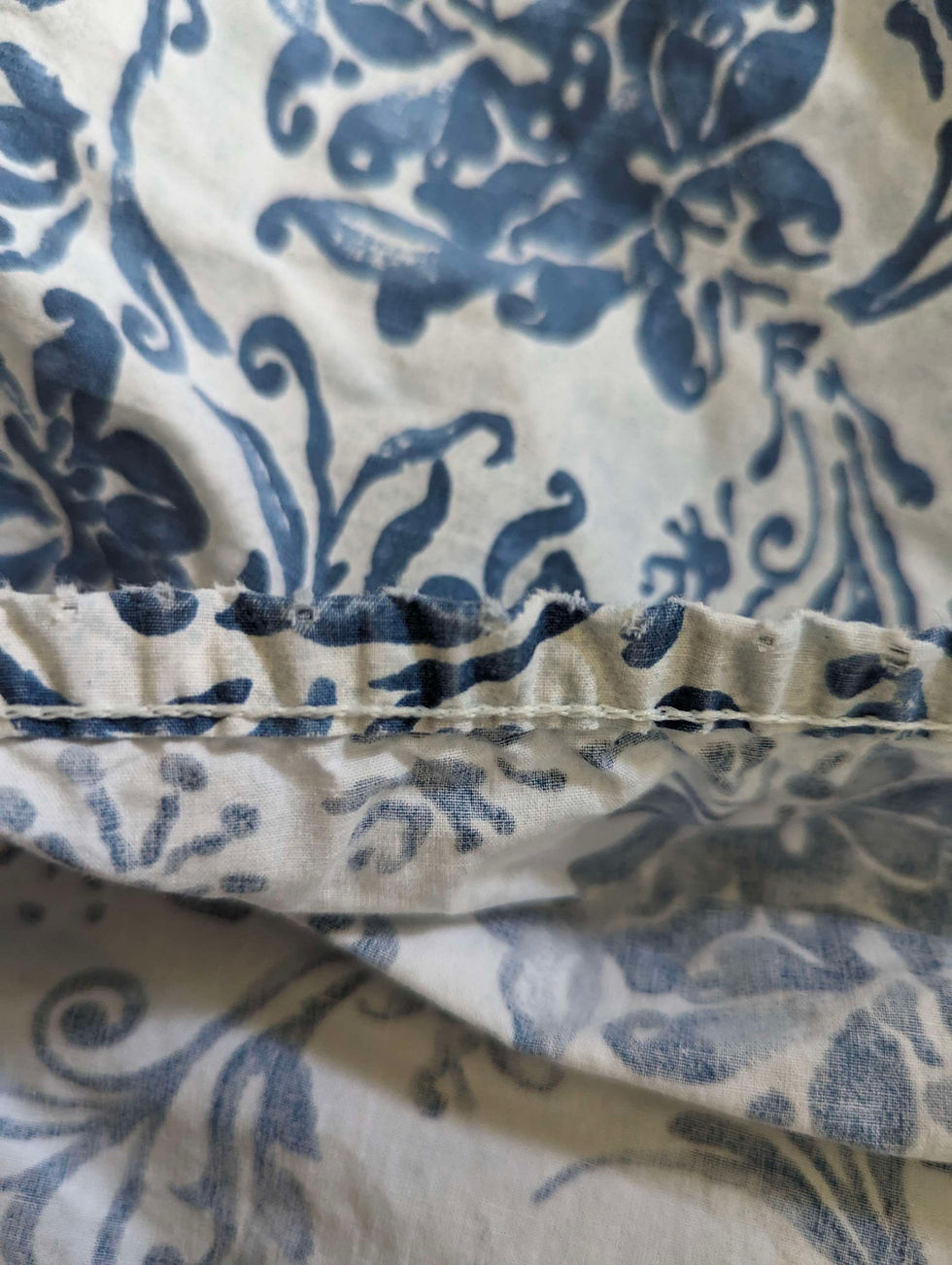 Thumbnail: Ralph Lauren Orleon Queen Fitted Sheet Floral Blue Cotton
