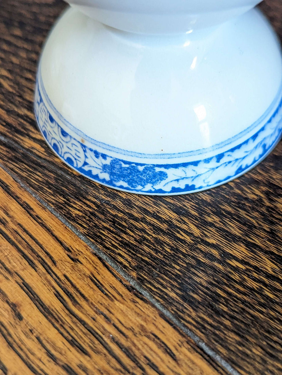 Thumbnail: Furnivals Double Egg Cup Quail White Blue Set of Three England