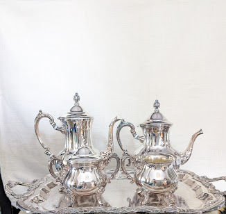 Thumbnail: Towle Silverplate Service TWS305 Coffee Pot Teapot Creamer Sugar