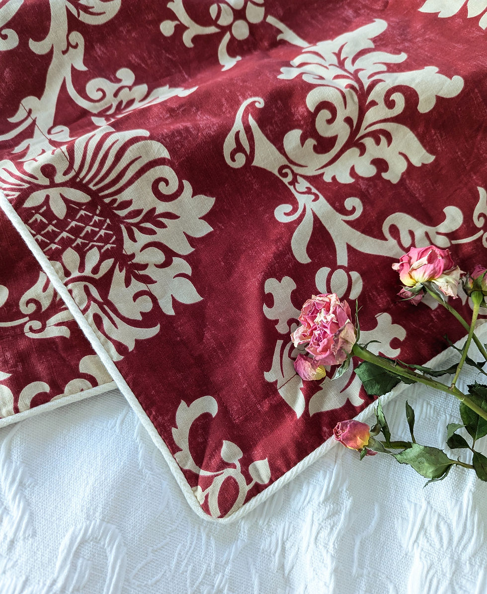 Chaps French Riviera King Sham Pair Jacobean Red Floral Beige