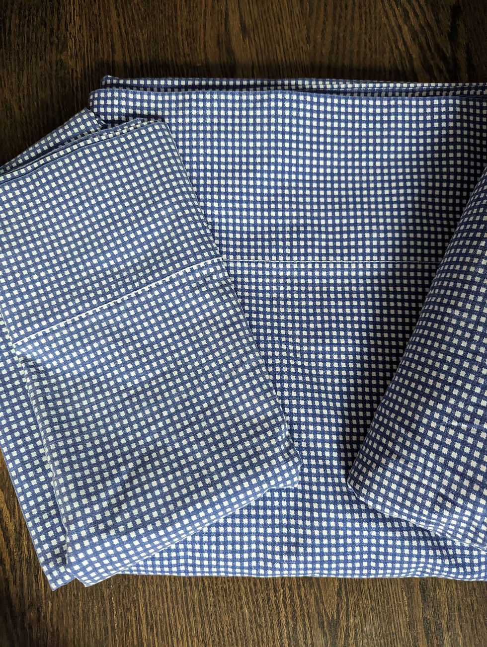 Thumbnail: Ralph Lauren Blue Gingham Twin Sheet Set 3 Piece Like New!
