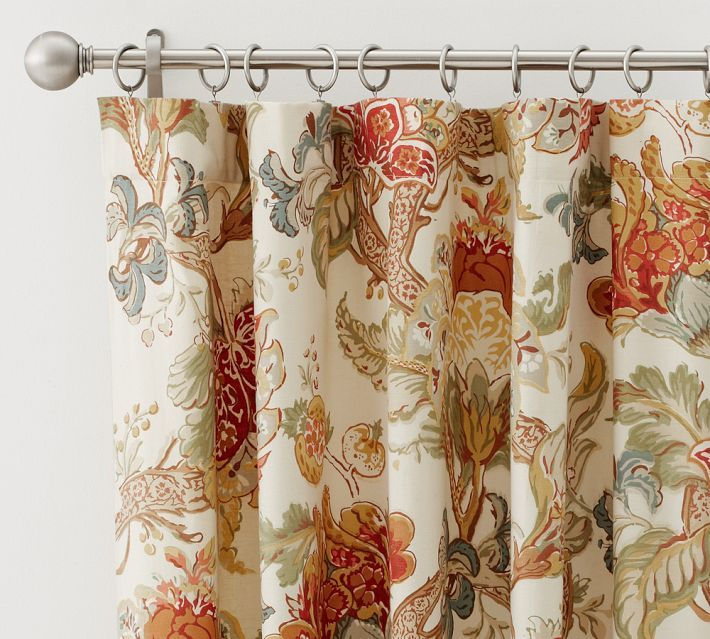 Pottery Barn Graciela Floral Palampore Drape Curtain (1) 50x84 Cotton Lined
