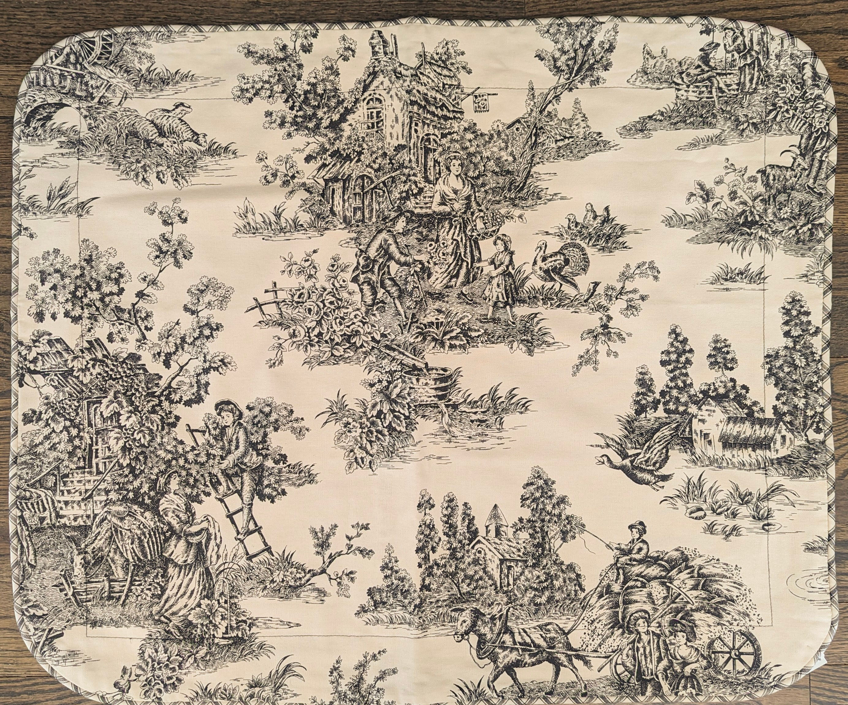 Waverly French Country Pastoral Toile Black Beige Standard Sham