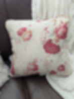 Waverly Norfolk Red Rose Floral Throw Pillow 17in Piping