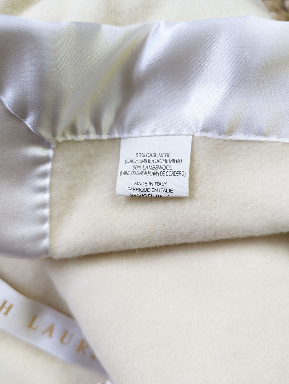 Thumbnail: Ralph Lauren Abella King Cashmere Wool Blanket Italy Satin Trim New