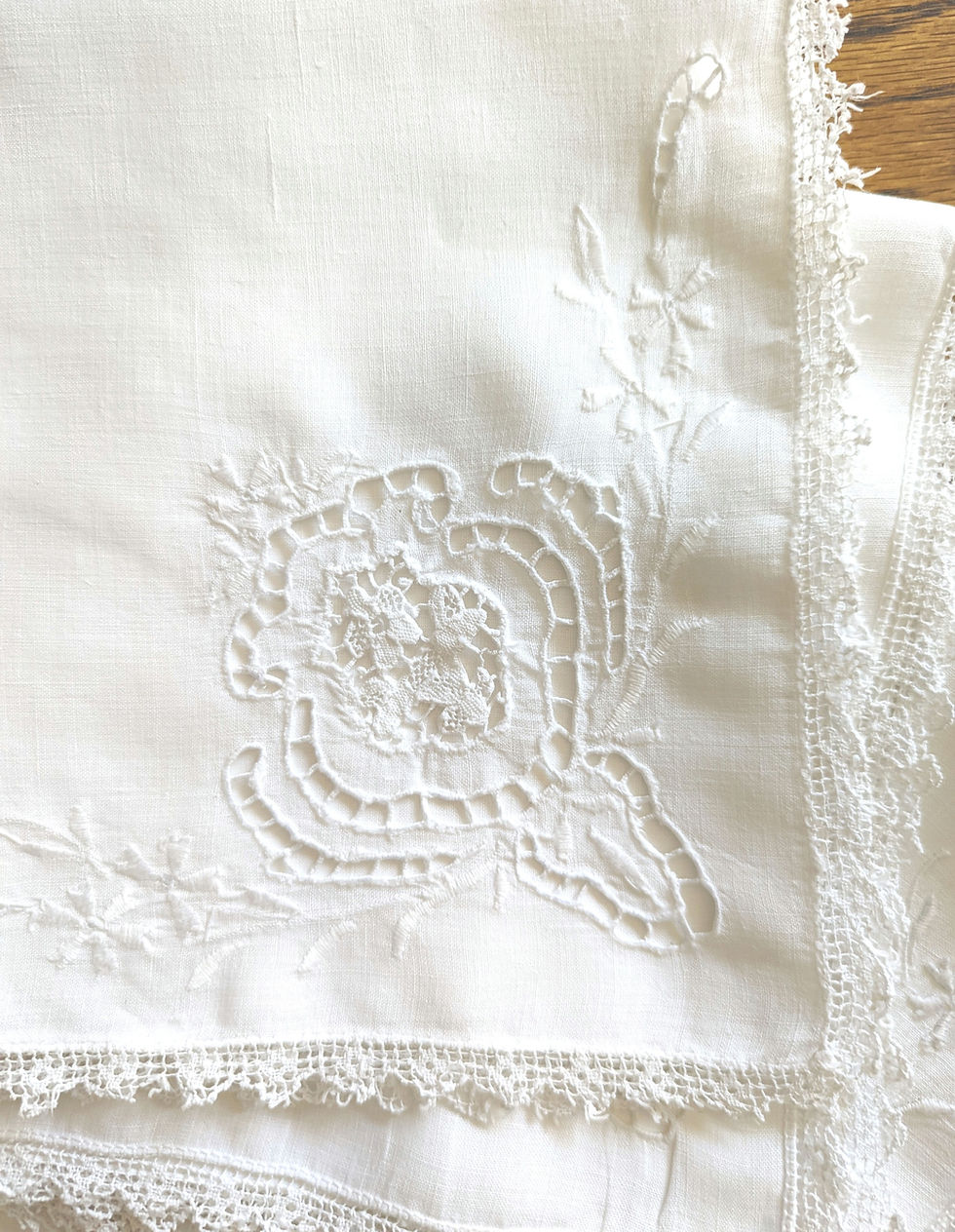 Luncheon Napkins  Openwork Embroidery Cutwork 17in Set of 5