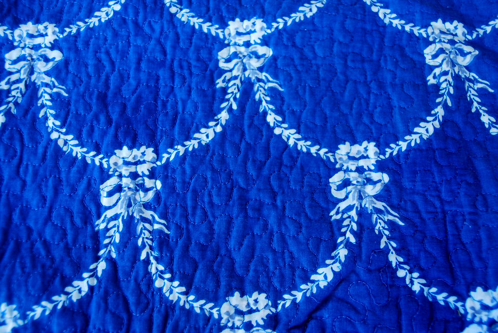 Thumbnail: Quilted Toile Standard Sham Blue White Reversible