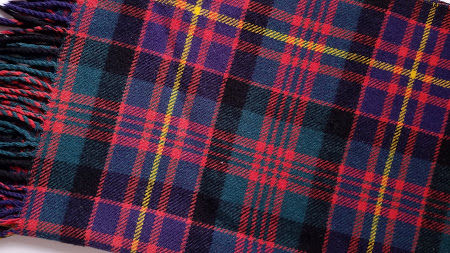 Fola Rug Fringed Throw Blanket Wool Vintage England Navy Plaid