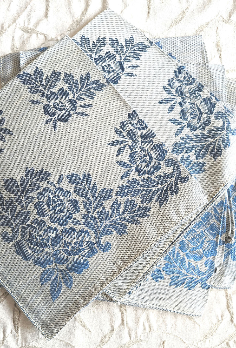 Vintage Blue Floral Napkin 16in Set of Six