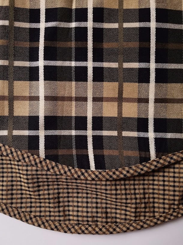 Waverly Holbrook Valance Plaid Black Tan Cream Double Layers 78" x 17.5"
