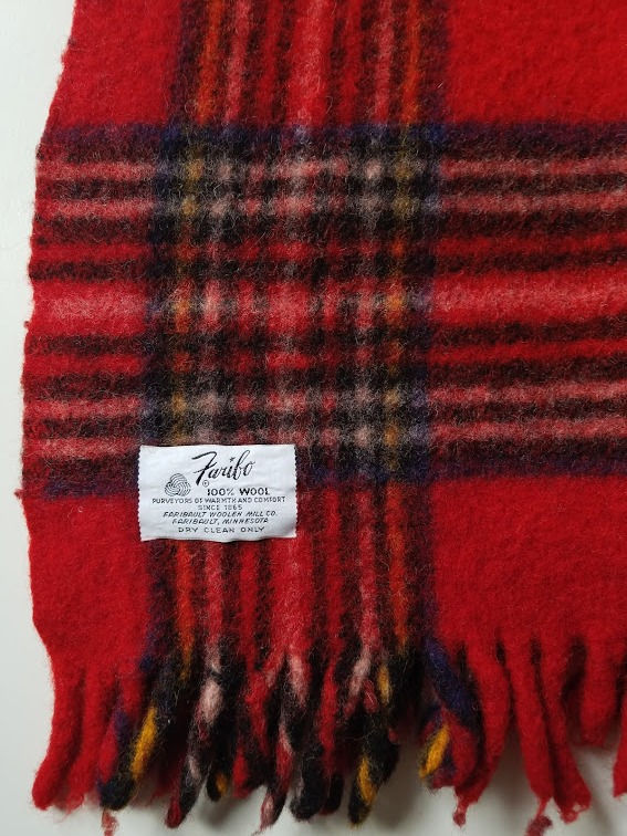 Thumbnail: Faribo Red Plaid Wool Blanket Throw