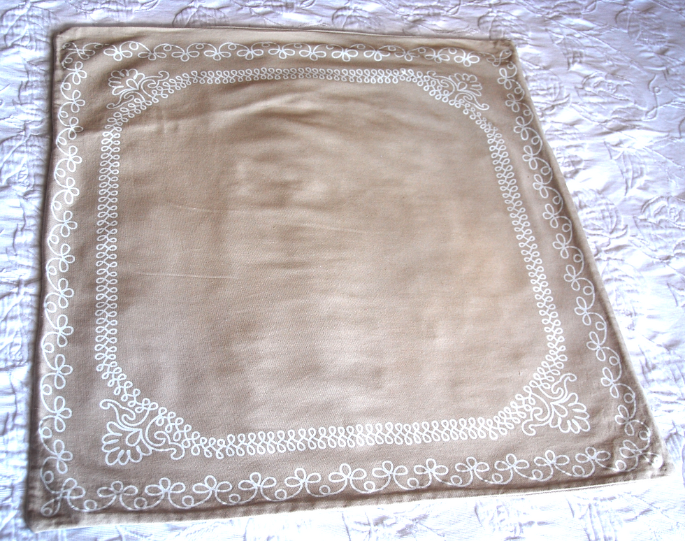 Martha Stewart Euro Sham Ecru with White Design