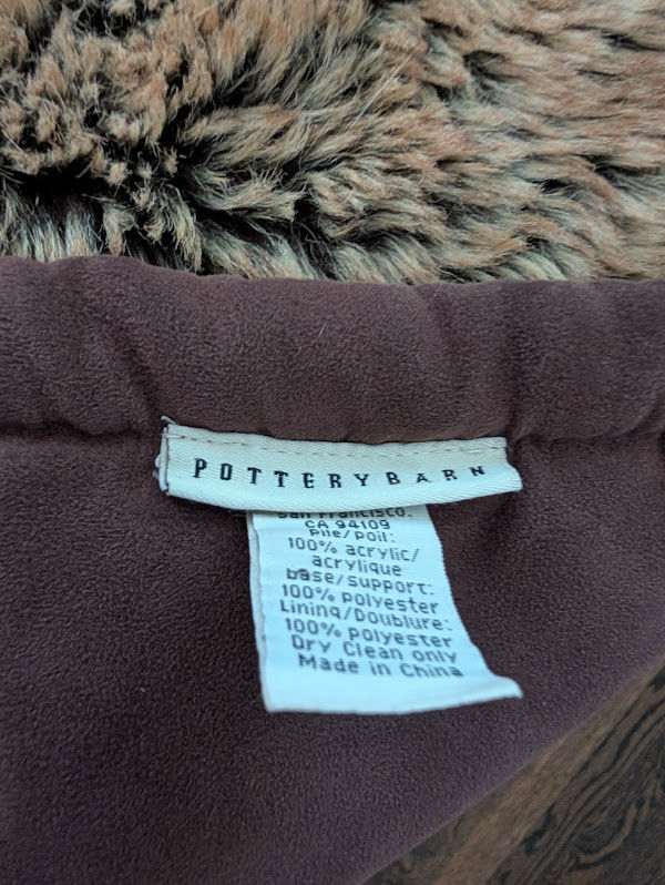 Thumbnail: Pottery Barn Faux Fur Warm Soft Blanket Brown Throw 51x58in