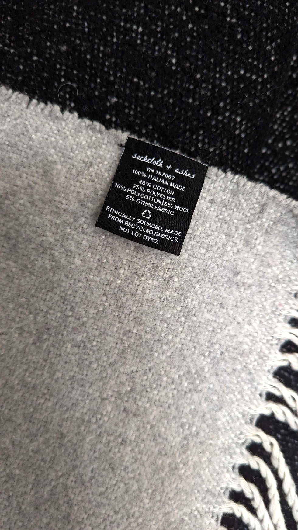 Thumbnail: Sackcloth and Ashes Throw Contrast Cadence 72in  x 62in Recycled Fiber
