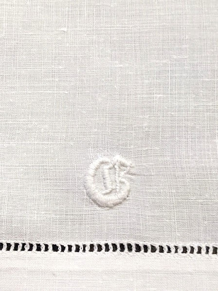 Thumbnail: Vintage Shamrock Square Tablecloth White Embroidered 34x34