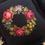 Thumbnail: Needlepoint Pillow Hand Floral Black Pink Hand Stitched 17x16in Fringe Trim