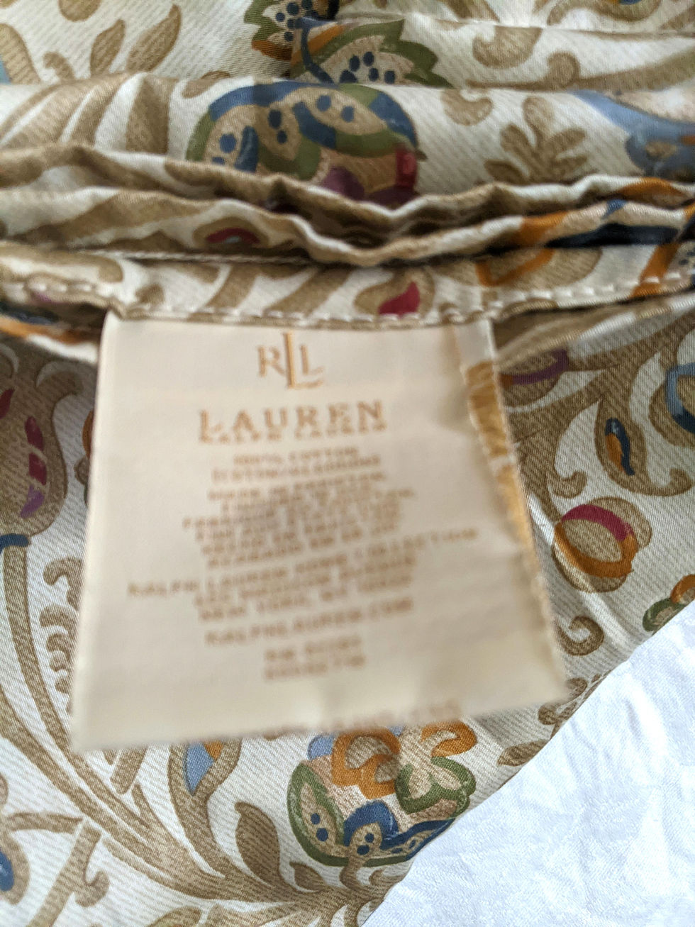 Thumbnail: Ralph Lauren Marrakesh Rug Floral Paisley King Flat Sheet Cotton