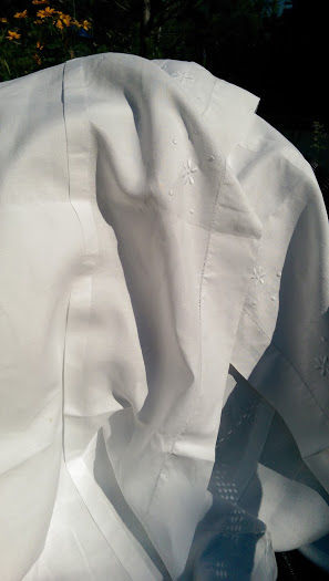Thumbnail: Vintage Linen Sheet Full Double White Embroidery Monogram LPM Cotton