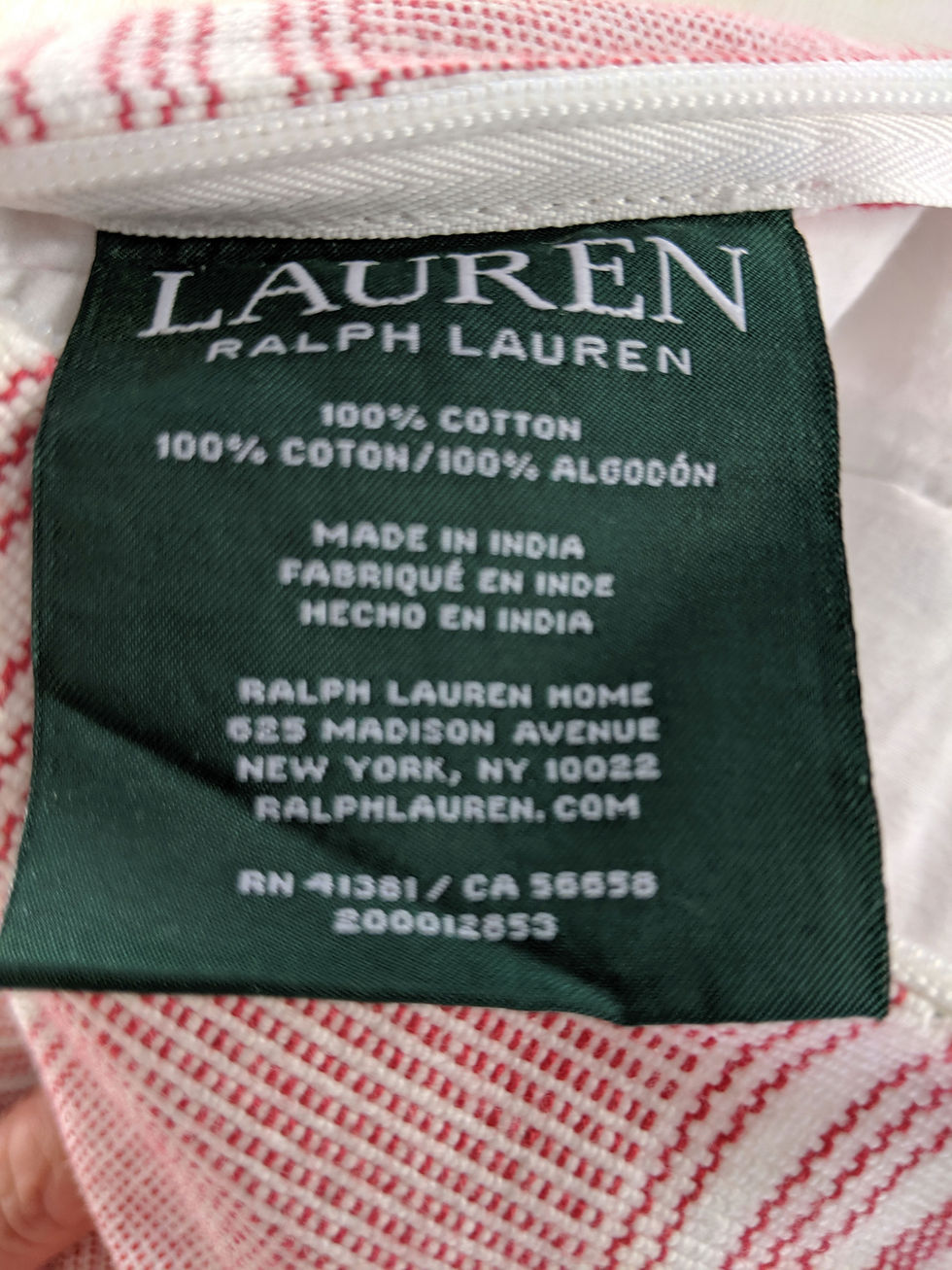 Thumbnail: Ralph Lauren Red Cream Striped Décor Pillow Feather Insert 20in