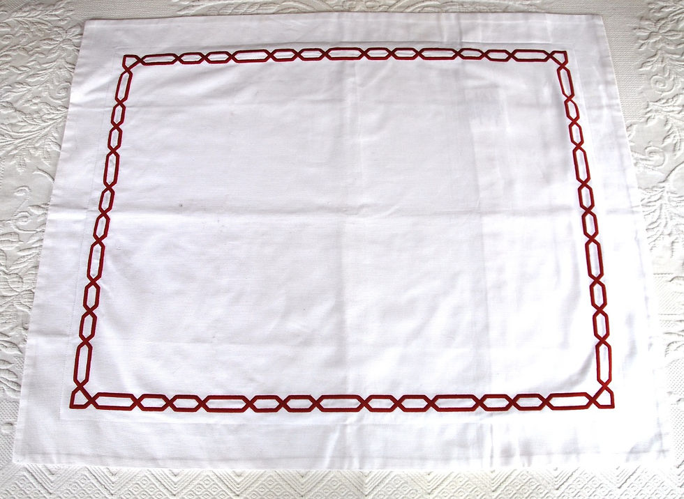 Pottery Barn White Red Satin Chain Stitch Std. Sham Cotton
