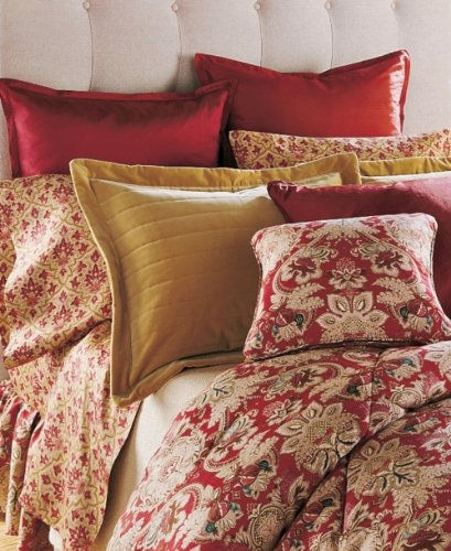 Ralph Lauren Jardinière Rossellini Cal King Bed Skirt Red Scroll Floral