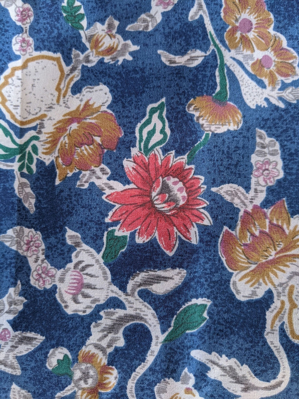 Thumbnail: Ralph Lauren Jardin Full Flat Sheet Blue Floral Cotton