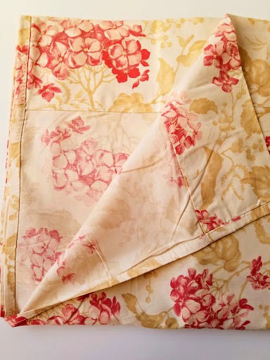 Thumbnail: Pine Cone Hill Hydrangeas Twin Flat Sheet Cream Tan Pink Cotton New
