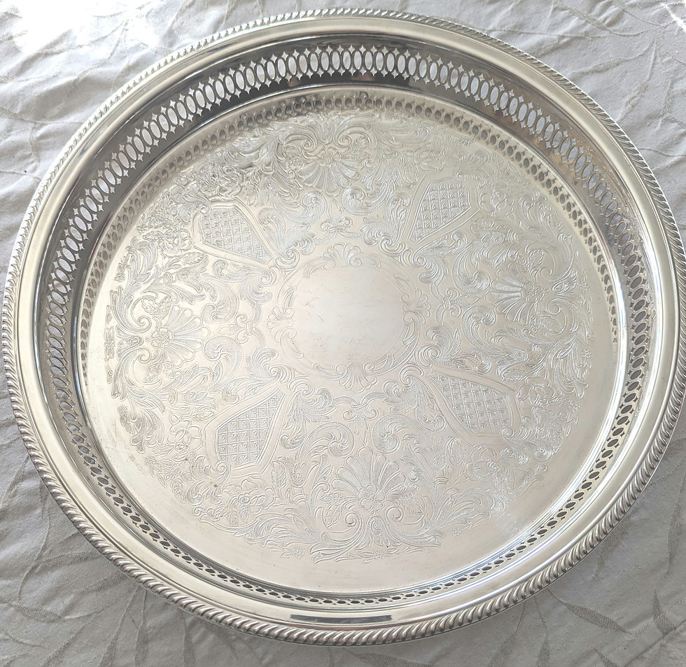 Thumbnail: Silverplate Large Round Tray 13in FB Rogers 1in Rim