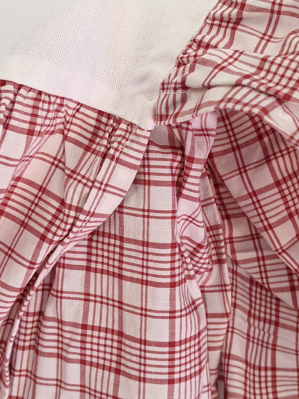 Thumbnail: Eddie Bauer Twin Bed Skirt 15" White Red Plaid Gathered