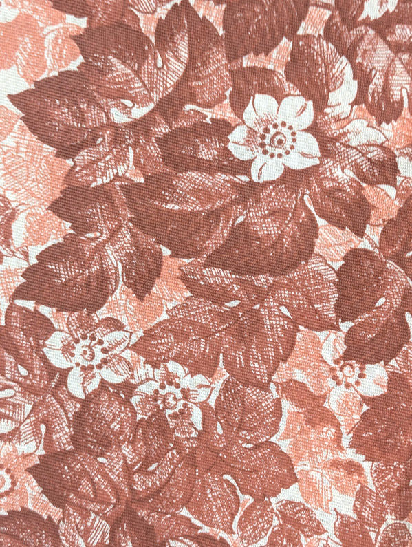 Thumbnail: VTG INKA Tablecloth Denmark Ink Print Rust Brown Floral  57x87in