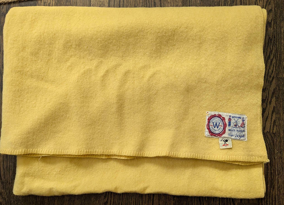 Vintage Van Wijk-Deken Wool Health Blanket Twin Yellow Holland 60 x 82in