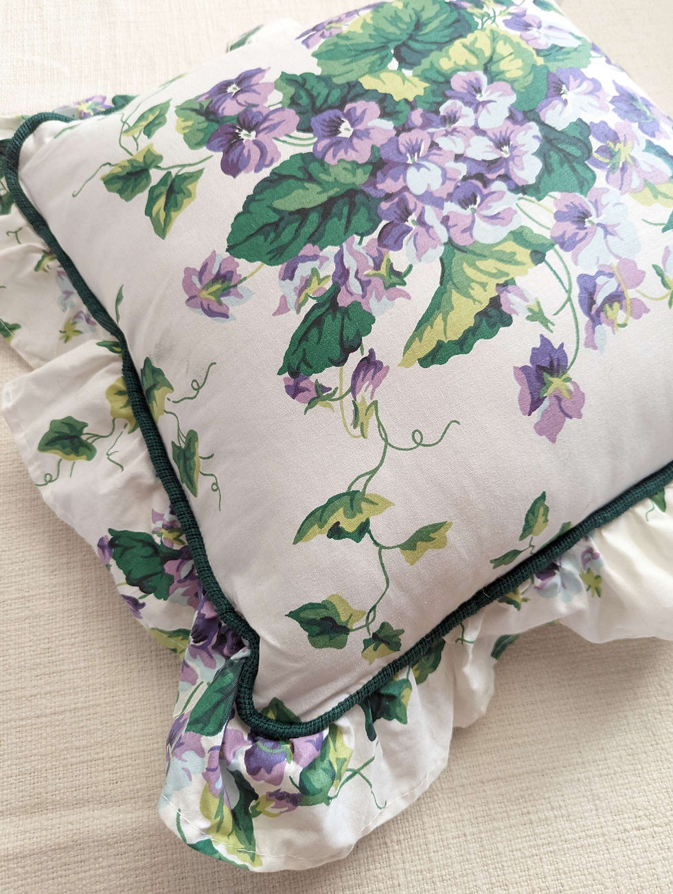 Thumbnail: Waverly Garden Room Sweet Violets Flowers Square Ruffled Throw Pillow