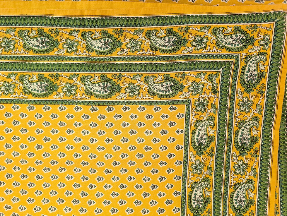 Thumbnail: Williams Sonoma Yellow Green French Paisley Rectangular Tablecloth 70x10in