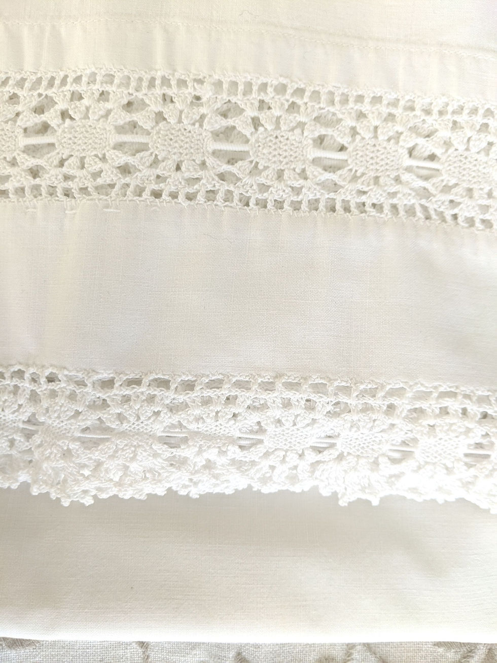 Thumbnail: Crochet Trim White Standard Pillowcase Vintage