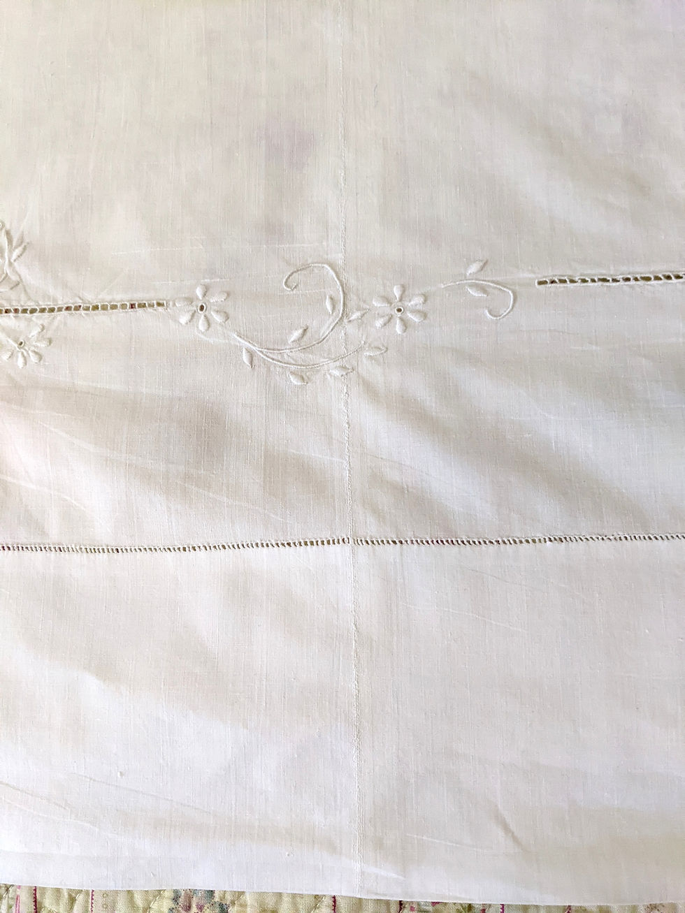 Thumbnail: Vintage King Embroidery Cutwork Sheet King Size 108" x 100"