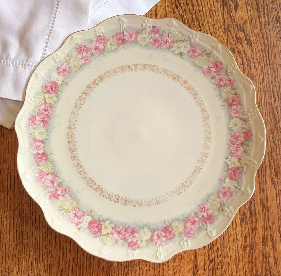 Antique Limoges Round Platter Plate 13in Hand Painted Gold Rim