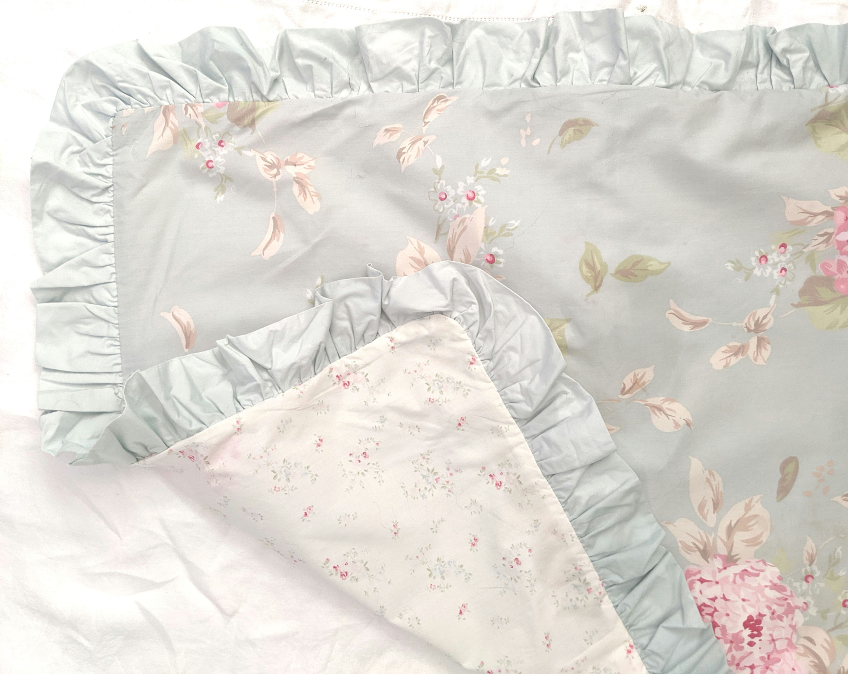 Simply Shabby Chic Belle Sham Blue Hydrangea Floral Ruffled Standard