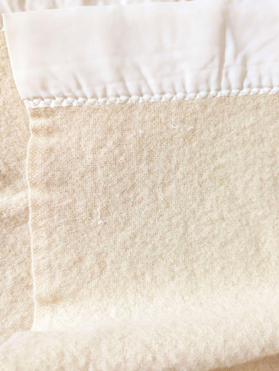 Wool Twin Blanket Cream Satin Binding 67in x 88in