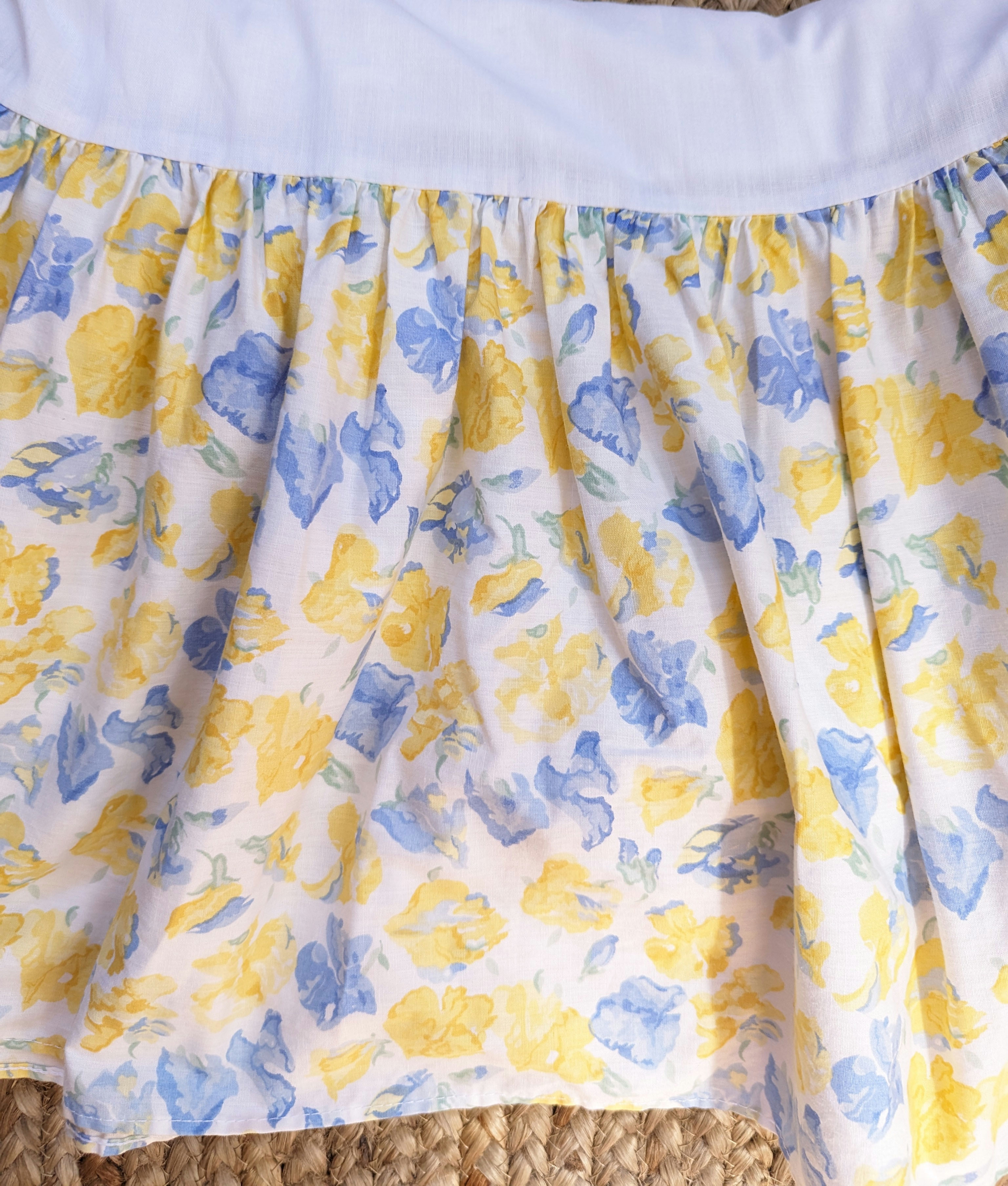 Laura Ashley Queen Charlotte Confetti Bed Skirt Yellow Blue Floral 14" Drop